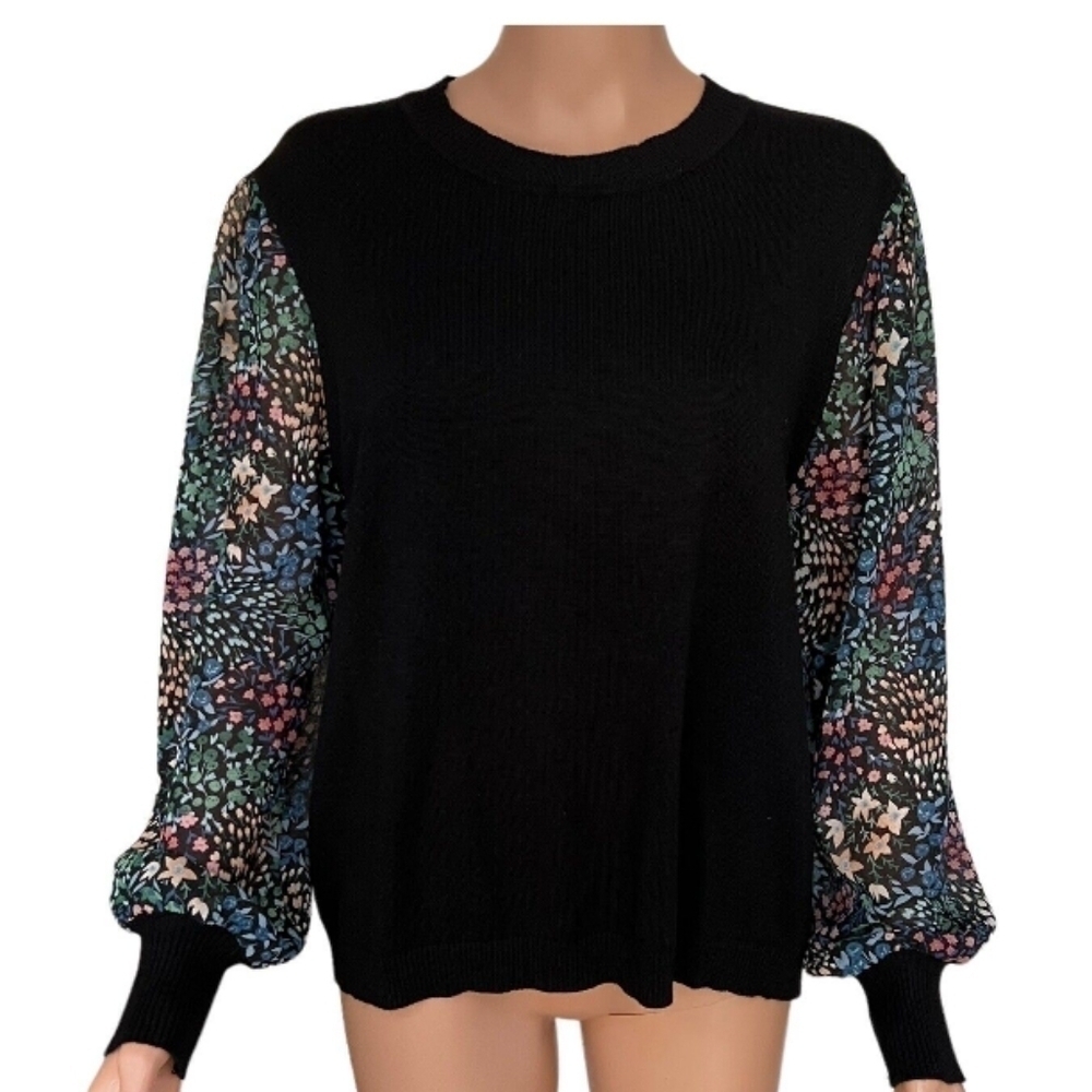89th + Madison sweater sheer sleeve long sleeve blouse